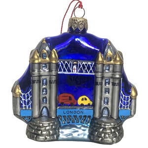 TOWER BRIDGE London Glass Christmas Ornament 3.5"x2.25"x4" Poland 1998 EUC